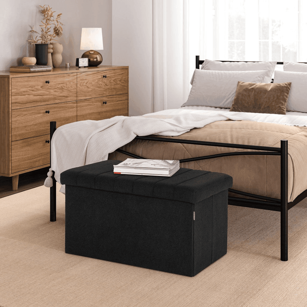 Seville Classics Boucle Foldable Storage Trunk - Black image 2