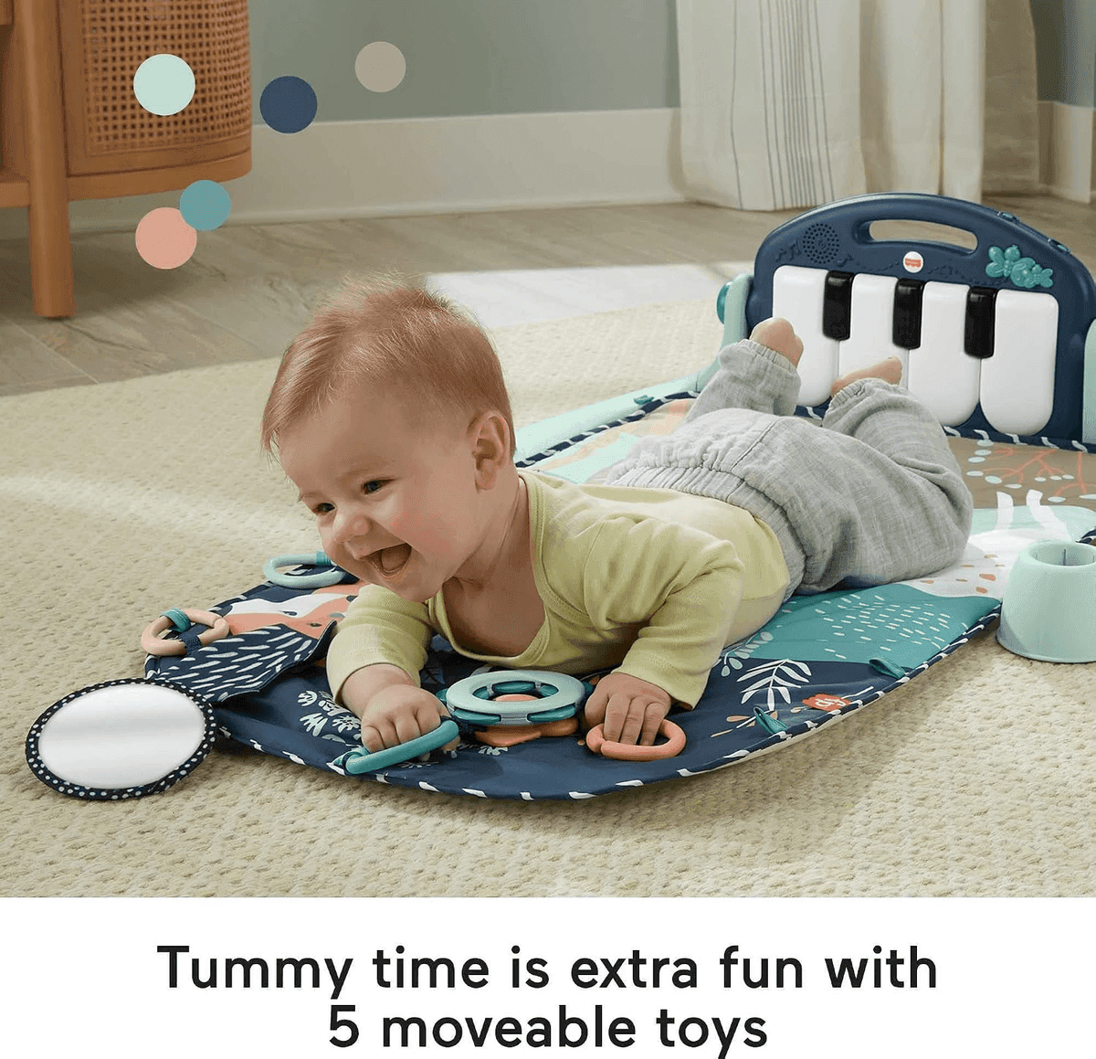 Fisher-Price Kick & Play Piano Gym - Navy Fawn image 3