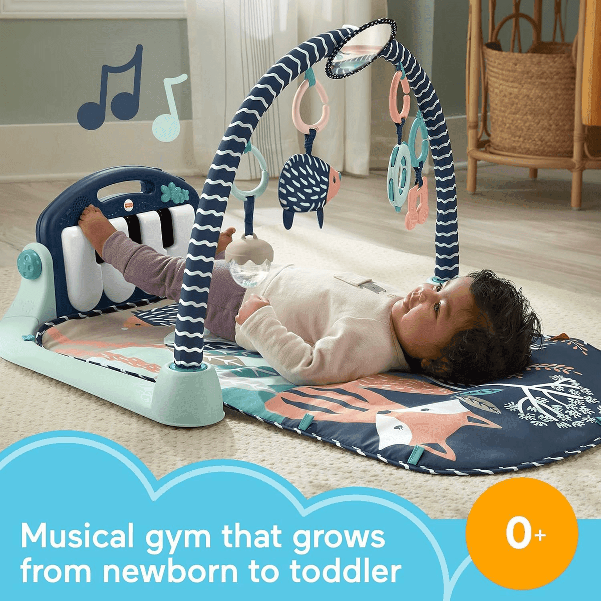 Fisher-Price Kick & Play Piano Gym - Navy Fawn image 2