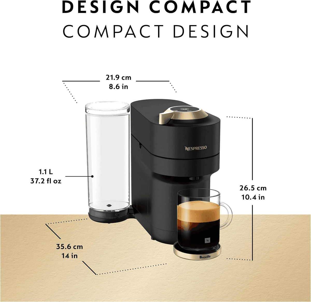 Nespresso Vertuo Pop+ Coffee & Espresso Maker - Black & Gold image 3