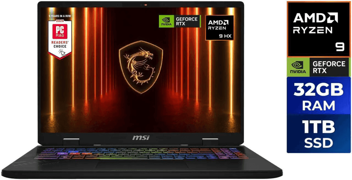MSI Crosshair A16 Gaming Laptop - Ryzen 9, RTX 5060, 32GB/1TB