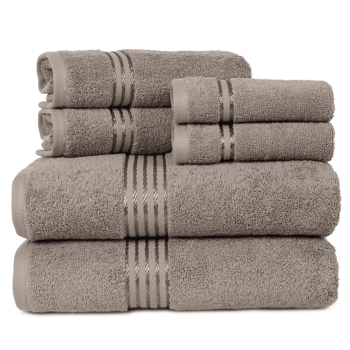 Yorkshire Home 6-Piece Cotton Hotel Bath Towel Set - Taupe image 2
