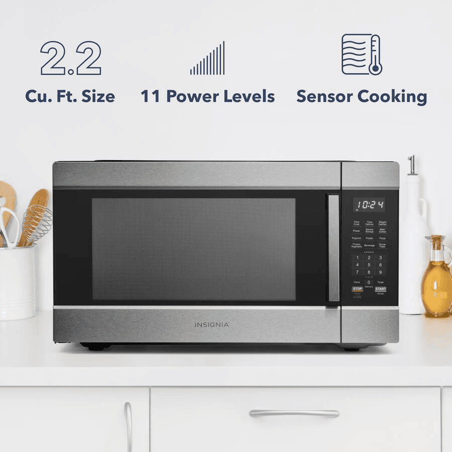 Insignia 2.2 Cu. Ft. Countertop Microwave with Sensor Cooking - Stainless Steel image 2