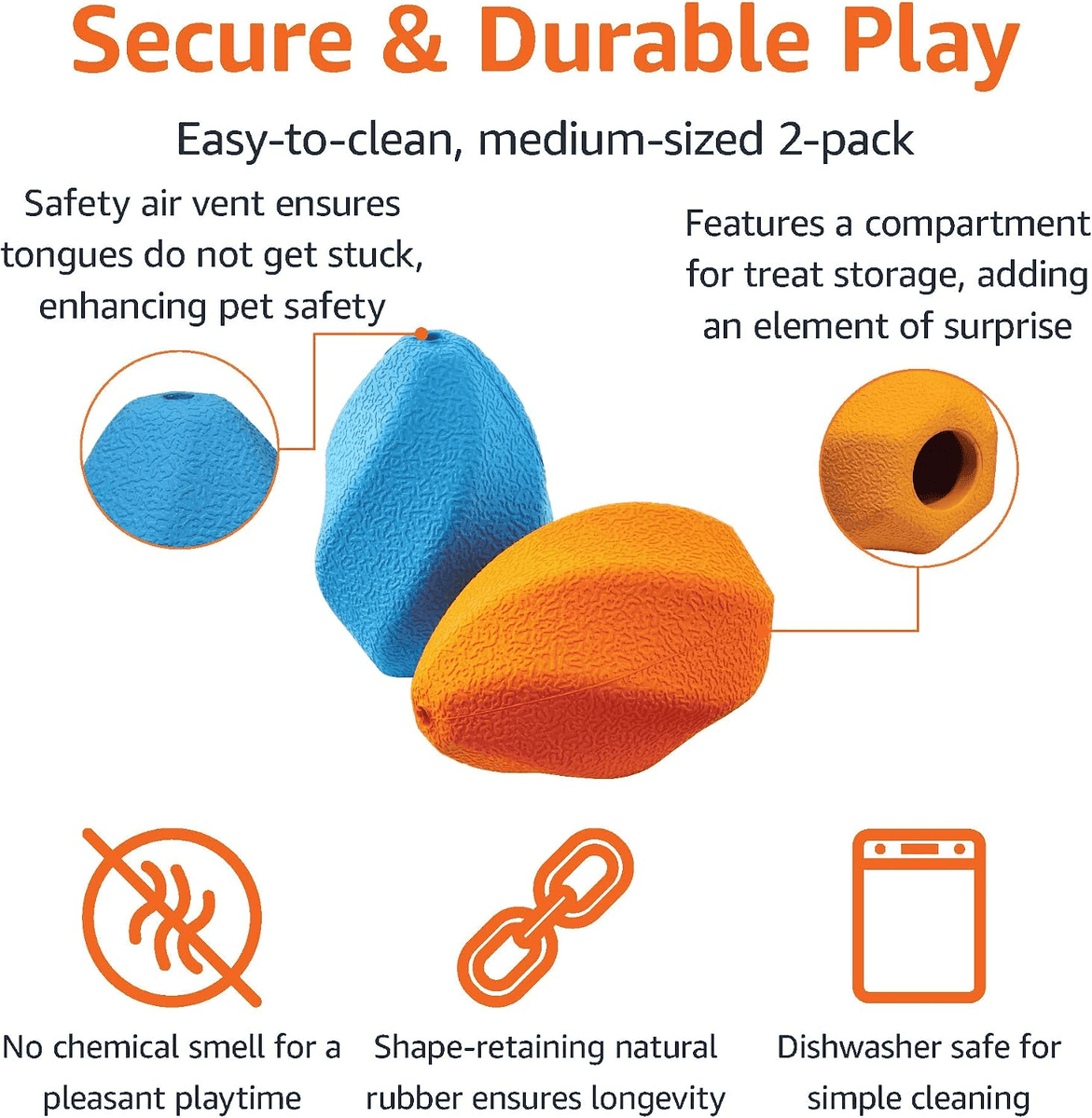 Amazon Basics Rubber Treat-Dispensing Dog Toys, Medium, 2-Pack image 3