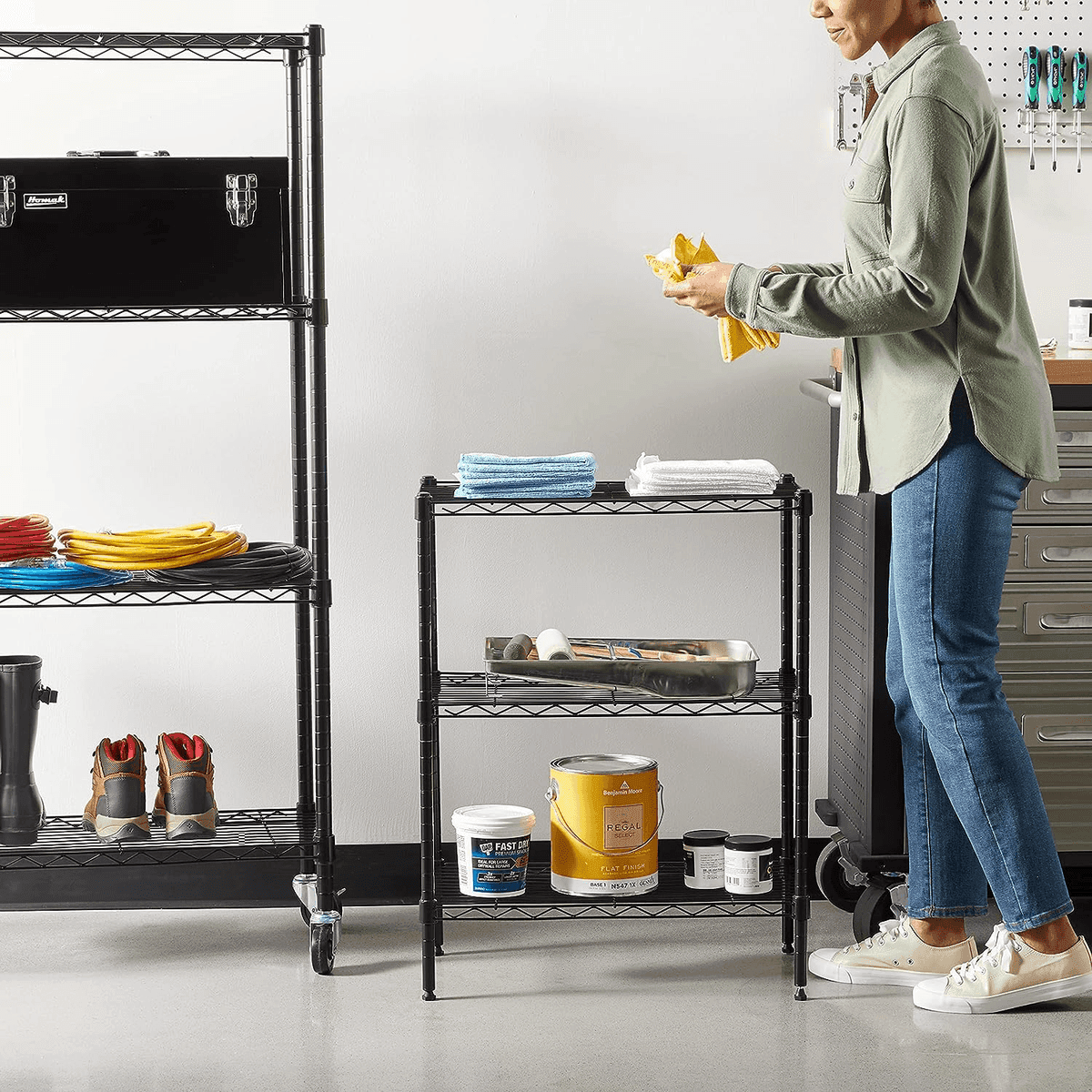 Amazon Basics 3-Shelf Adjustable Steel Wire Rack (Black) image 2