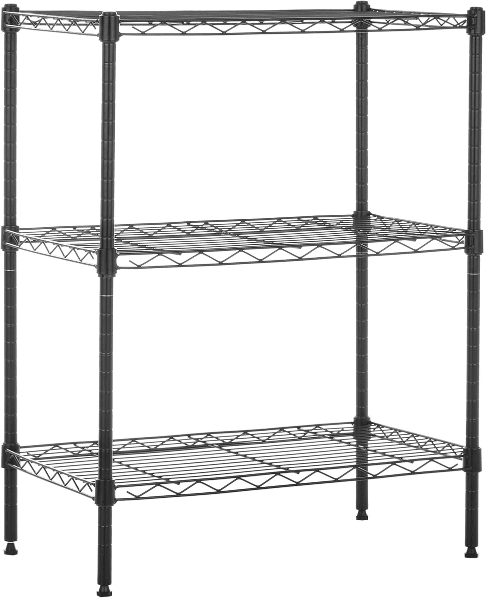 Amazon Basics 3-Shelf Adjustable Steel Wire Rack (Black)