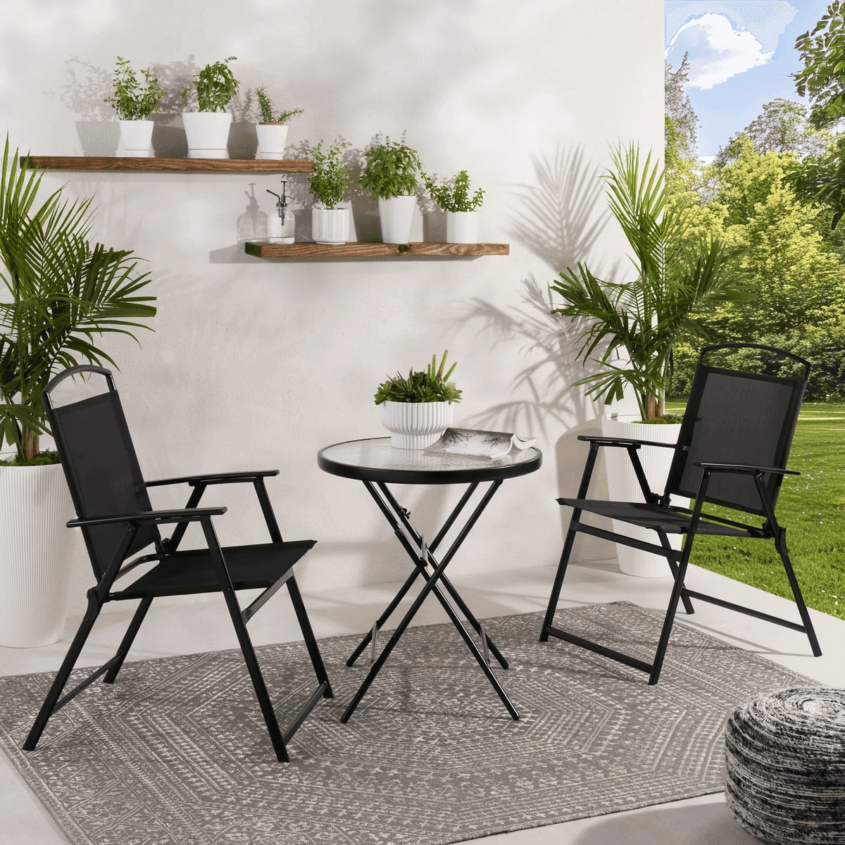 Mainstays Albany Lane 3-Piece Outdoor Bistro Set, Black image 2