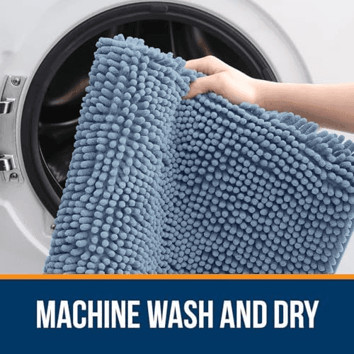 OLANLY Chenille Bathroom Rug, 34 x 21 Inches, Airy Blue image 3
