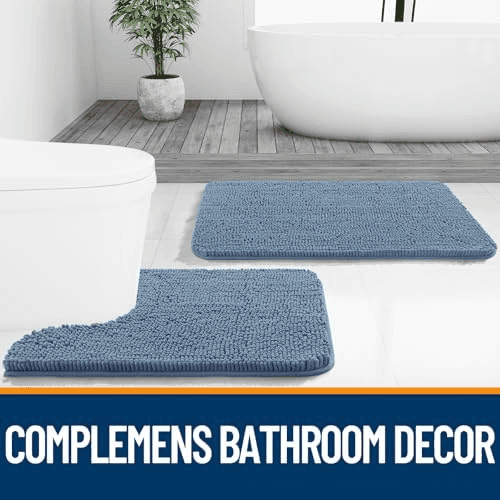 OLANLY Chenille Bathroom Rug, 34 x 21 Inches, Airy Blue image 5