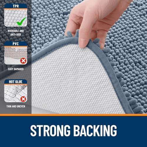 OLANLY Chenille Bathroom Rug, 34 x 21 Inches, Airy Blue image 4