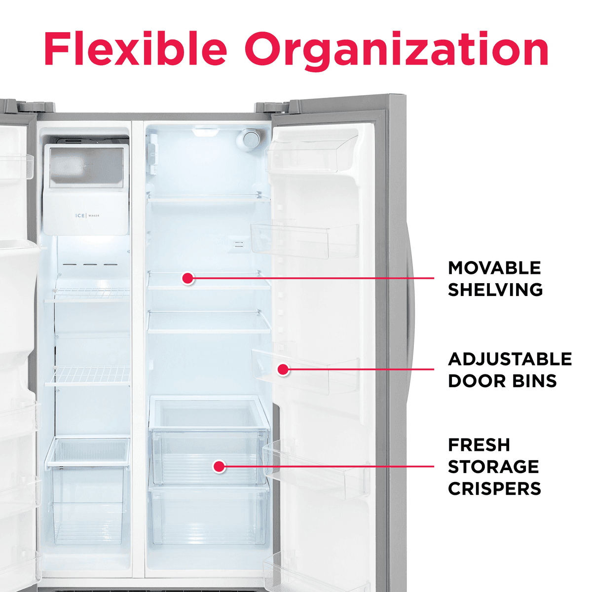 Frigidaire 25.6 Cu. Ft. Side-by-Side Refrigerator, Black image 4