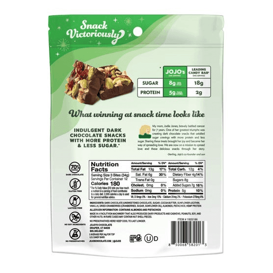 Jojo's Dark Chocolate Pistachio Almond Cranberry Bites, 14.4 oz image 2