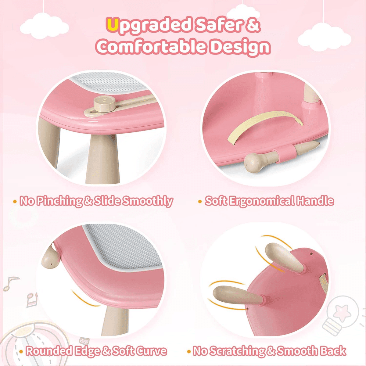Kikidex Magnetic Drawing Board for Toddlers - Soft Pink image 2