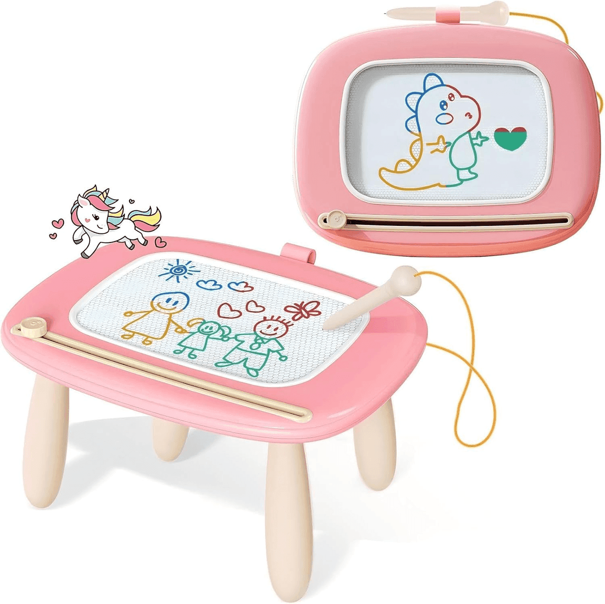 Kikidex Magnetic Drawing Board for Toddlers - Soft Pink