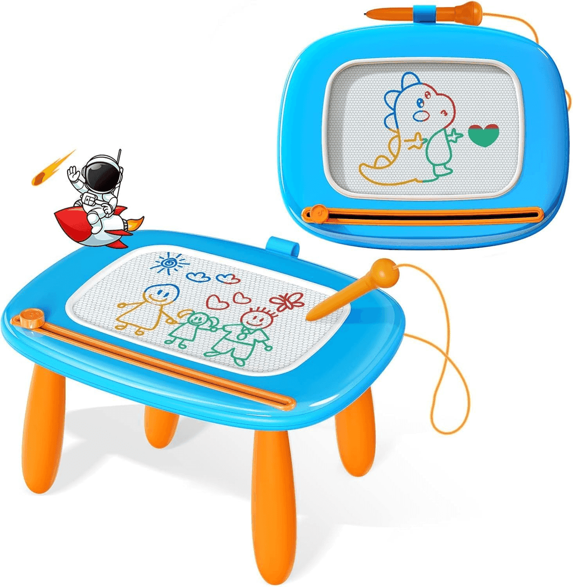 Kikidex Magnetic Drawing Board for Toddlers - Light Blue
