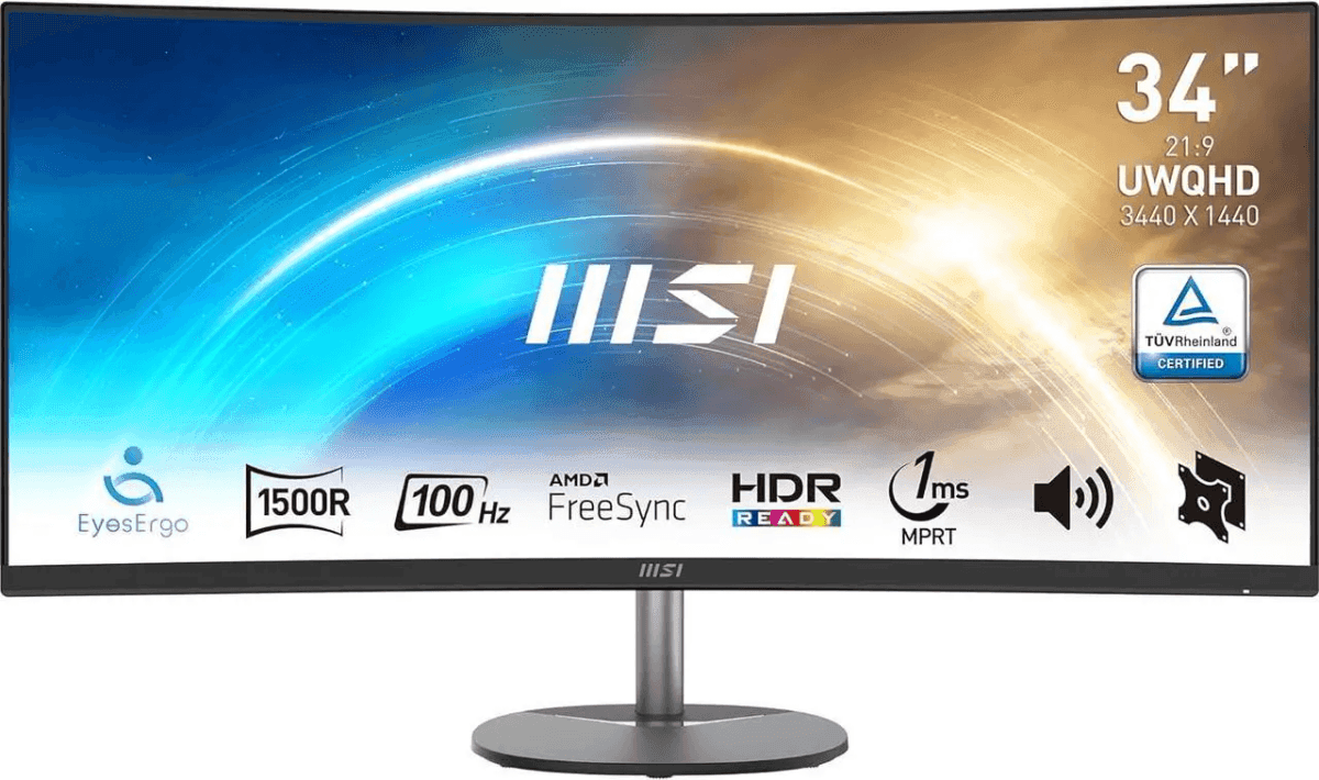 MSI PRO MP341CQ 34-inch UWQHD 100Hz Curved Monitor - Matte Black