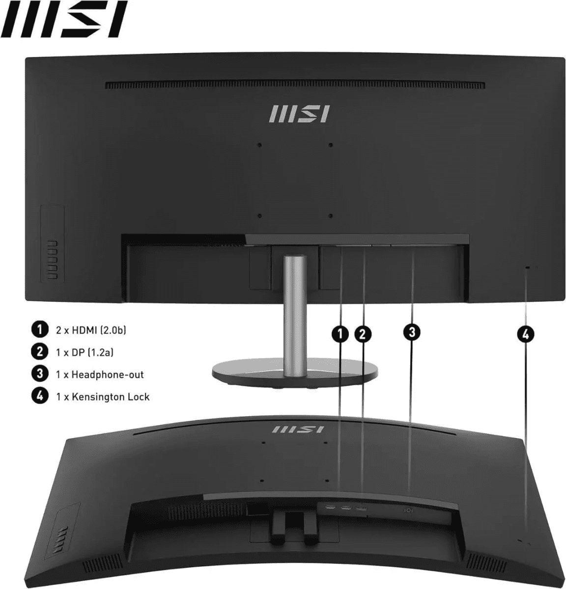 MSI PRO MP341CQ 34-inch UWQHD 100Hz Curved Monitor - Matte Black image 5