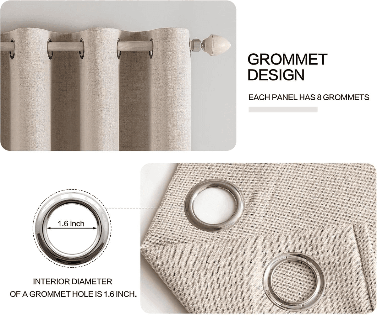 MIULEE 100% Blackout Linen Curtains 52 x 84 Inches, 2 Panels - Beige image 4