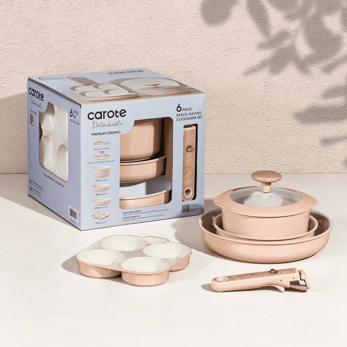 Carote 6-Piece Ceramic Nonstick Detachable Cookware Set image 5