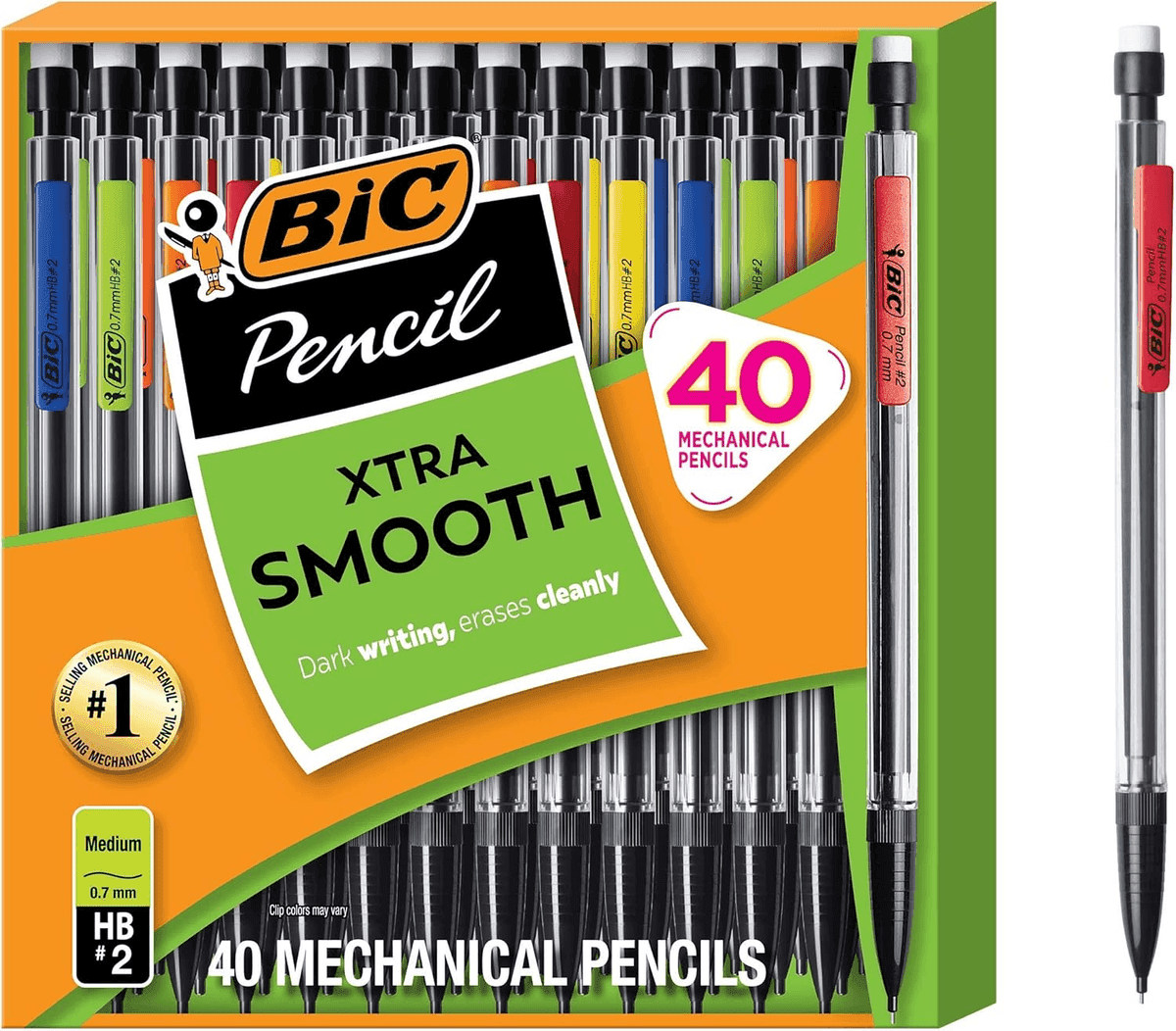 BIC Xtra Smooth 0.7 mm Mechanical Pencils, 40 Count