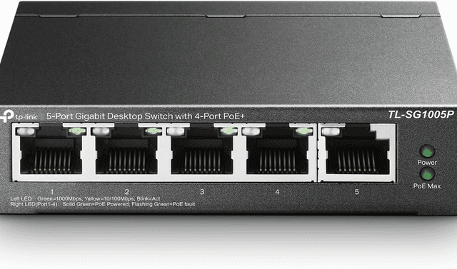 TP-Link TL-SG1005P, 5 Port Gigabit PoE Switch, 4 PoE+ Ports @65W, Desktop, Plug & Play, Sturdy Metal w/ Shielded Ports, Fanless, QoS & IGMP Snooping image 1