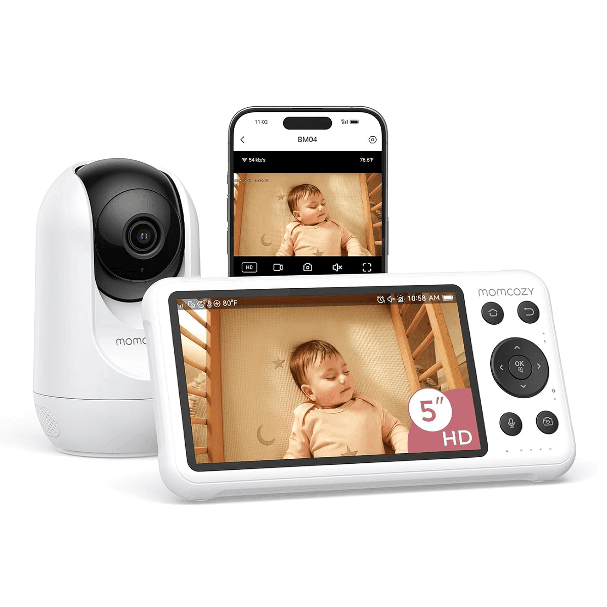 Momcozy BM04 Smart WiFi Baby Monitor with 5-Inch 1080p Display