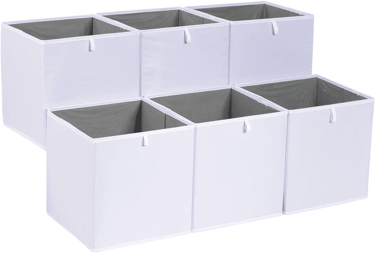 Amazon Basics Collapsible Storage Cubes, White, 6-Pack