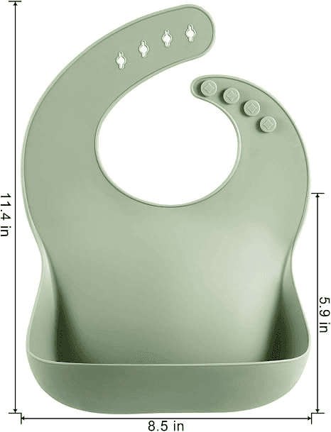 PandaEar Waterproof Silicone Baby Bibs, Brown/Blue/Green, 3-Pack image 3