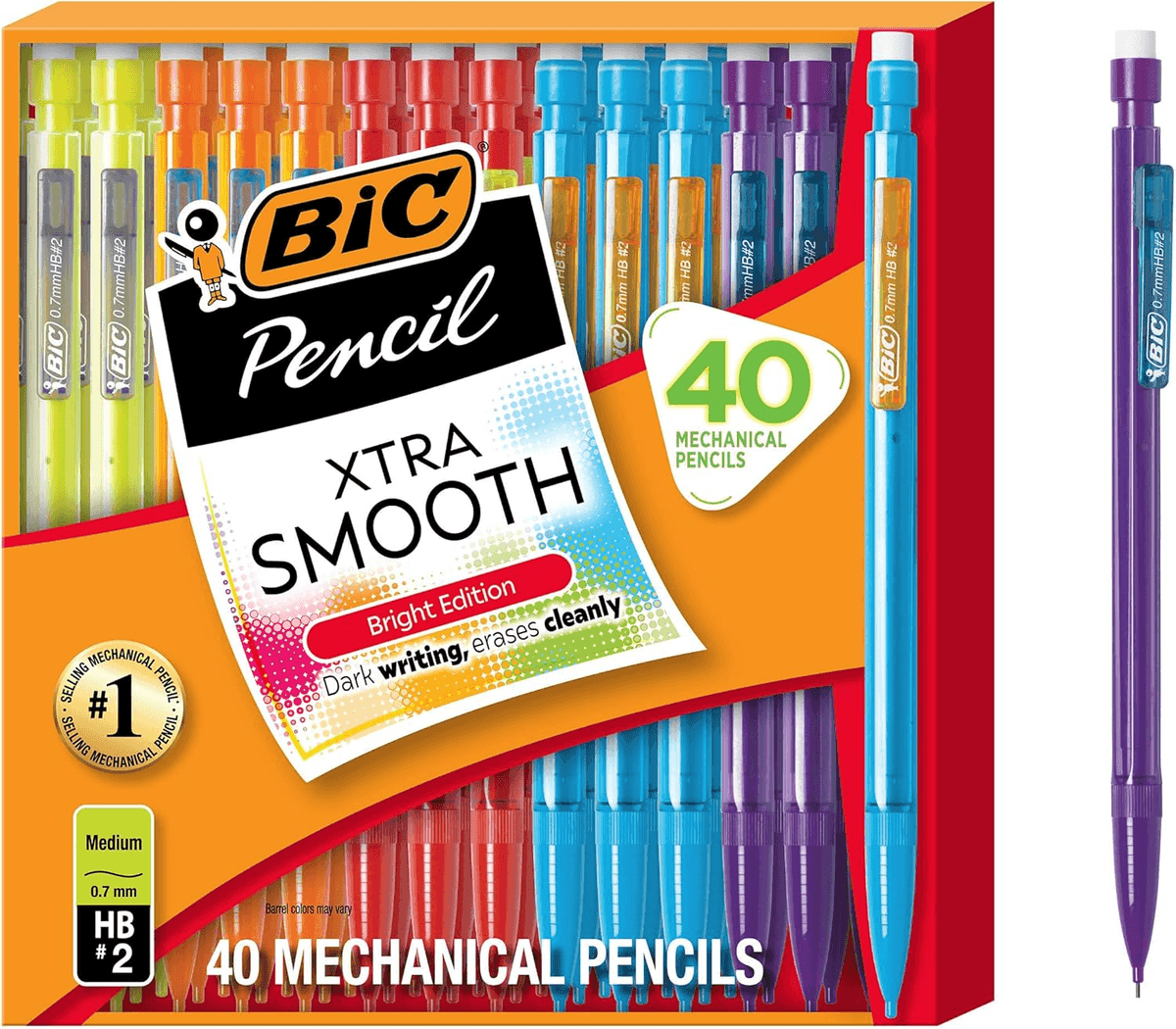 BIC Xtra Smooth 0.7mm Mechanical Pencils, 40 Count