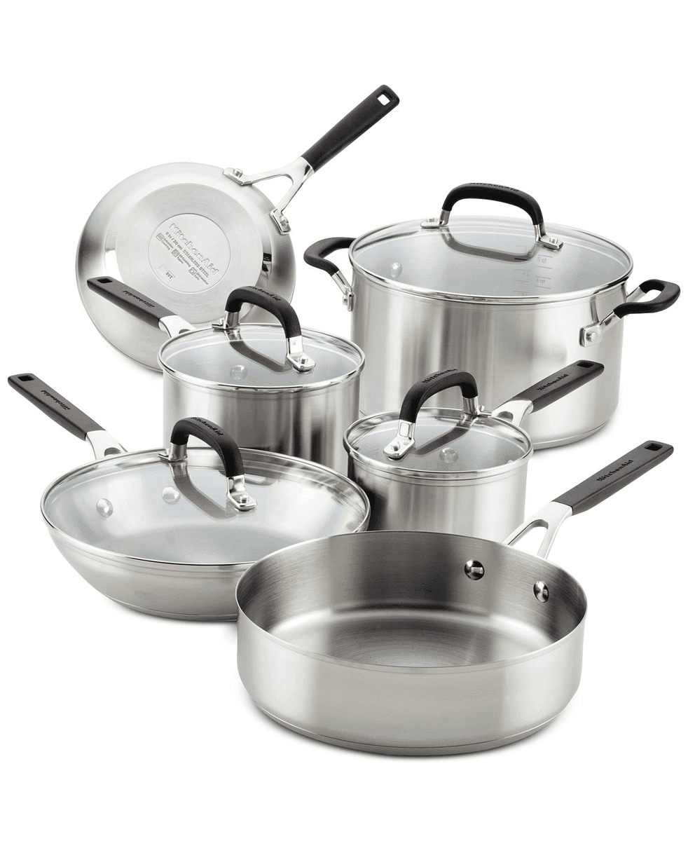 KitchenAid 10-Piece Stainless Steel Cookware Set