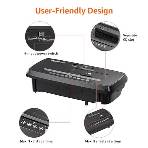 Amazon Basics 8-Sheet Strip-Cut Portable Shredder image 3