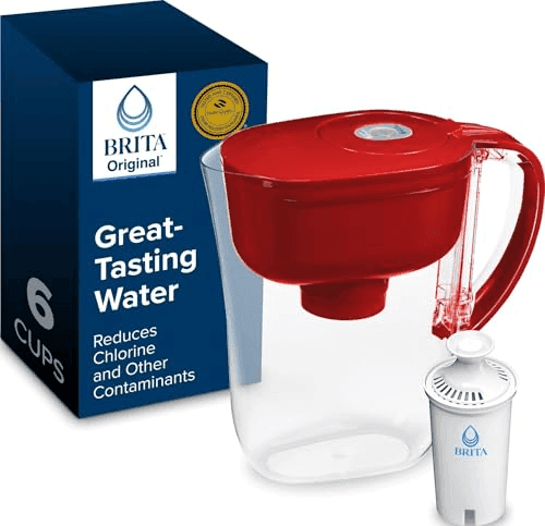 Brita Metro 6-Cup Water Filter Pitcher with SmartLight, Fiery Red