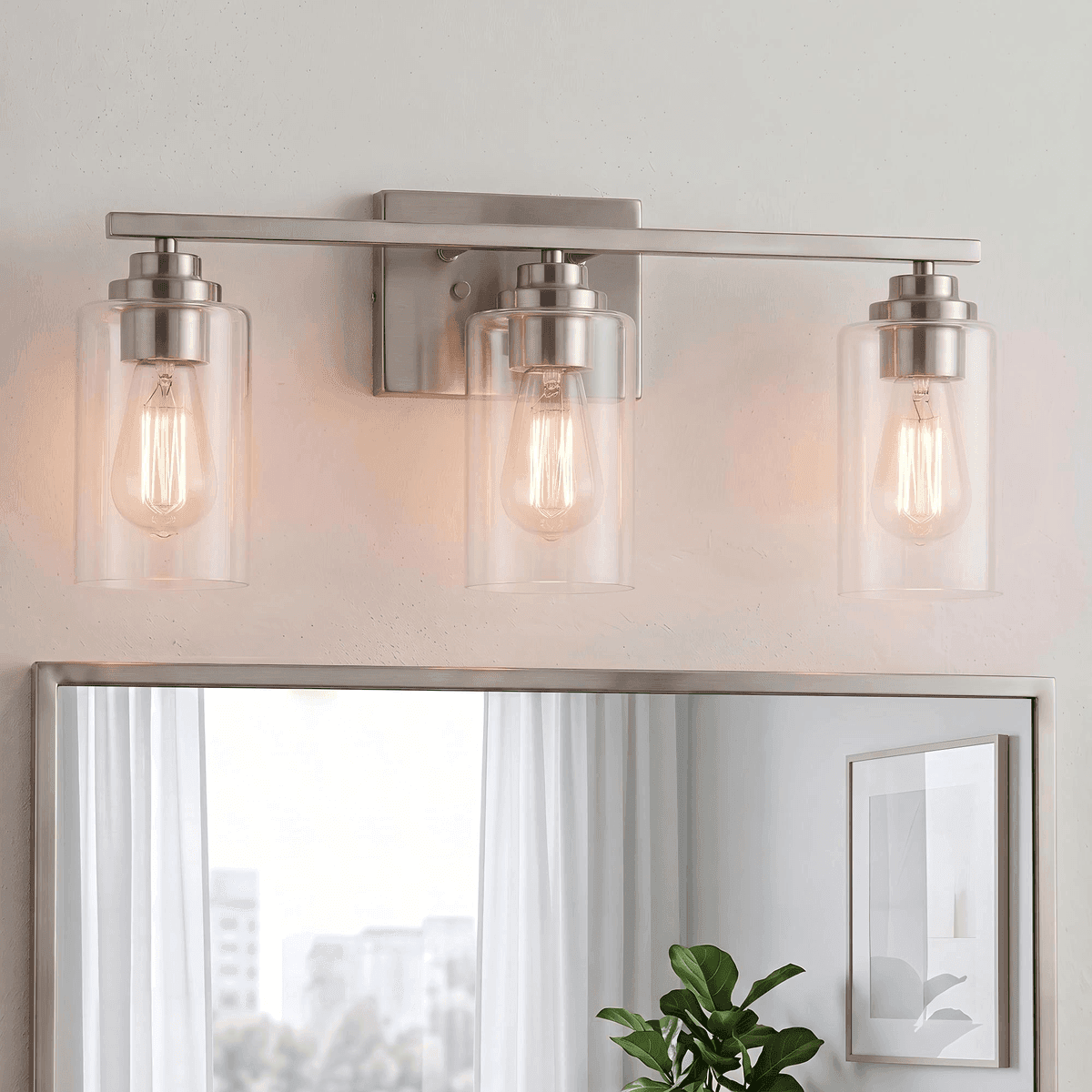 KAWOTI Nolan 22-Inch 3-Light Brushed Nickel Vanity Light