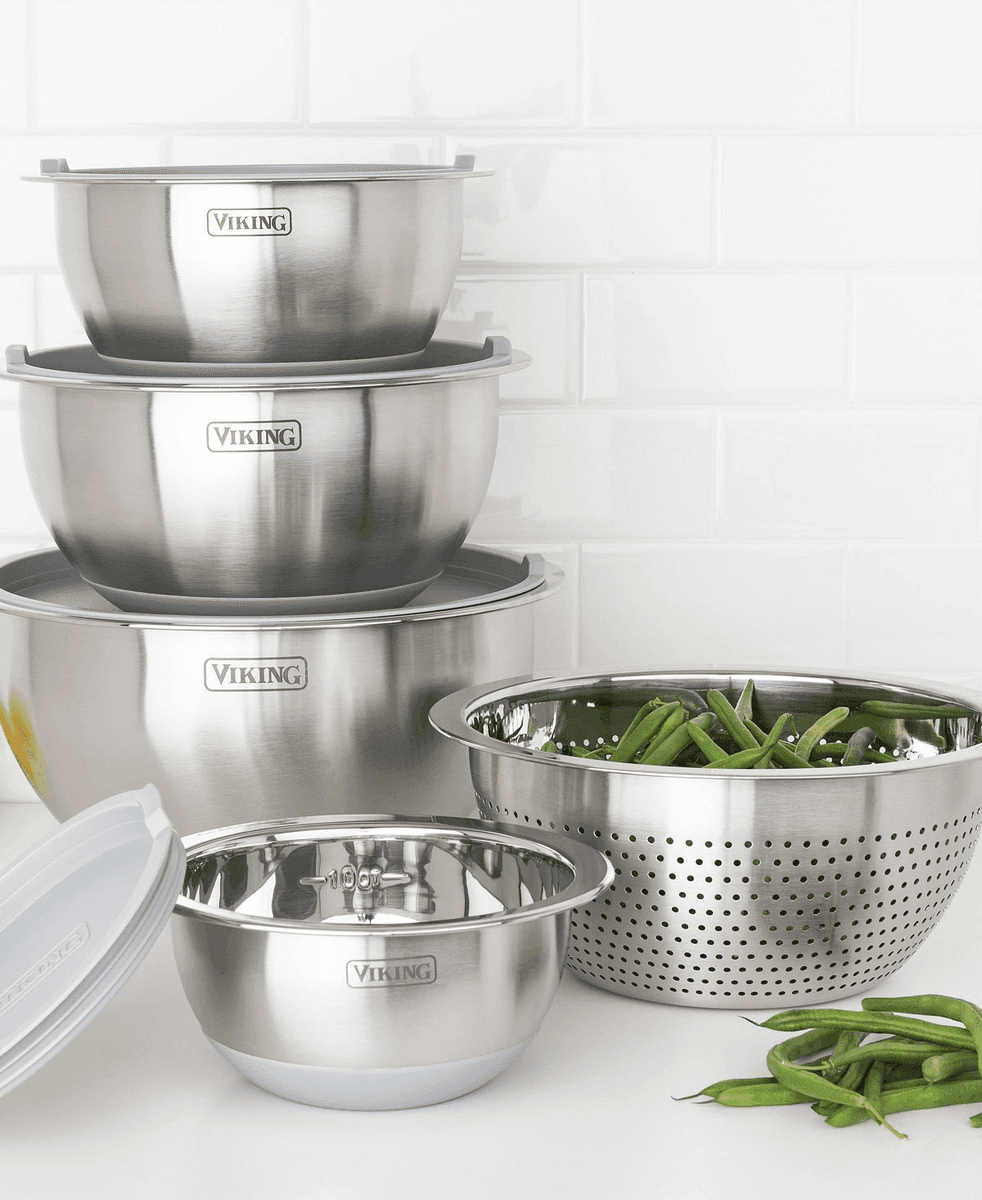 Viking 9-Piece Stainless Steel Mixing Bowl Set - Grey image 3