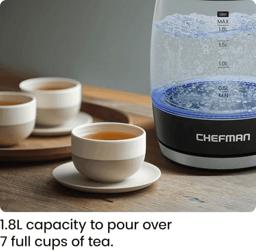 Chefman 1.8L Glass Electric Kettle, Black image 3