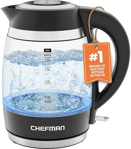 Chefman 1.8L Glass Electric Kettle, Black