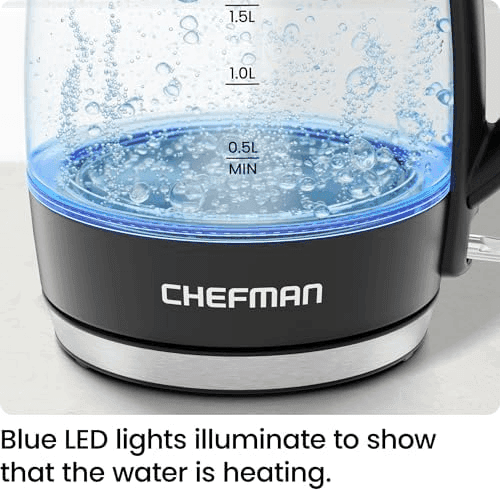 Chefman 1.8L Glass Electric Kettle, Black image 4