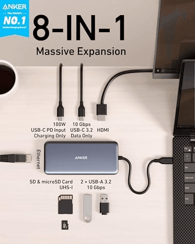 Anker 555 8-in-1 USB-C Hub with 4K HDMI and Ethernet image 3