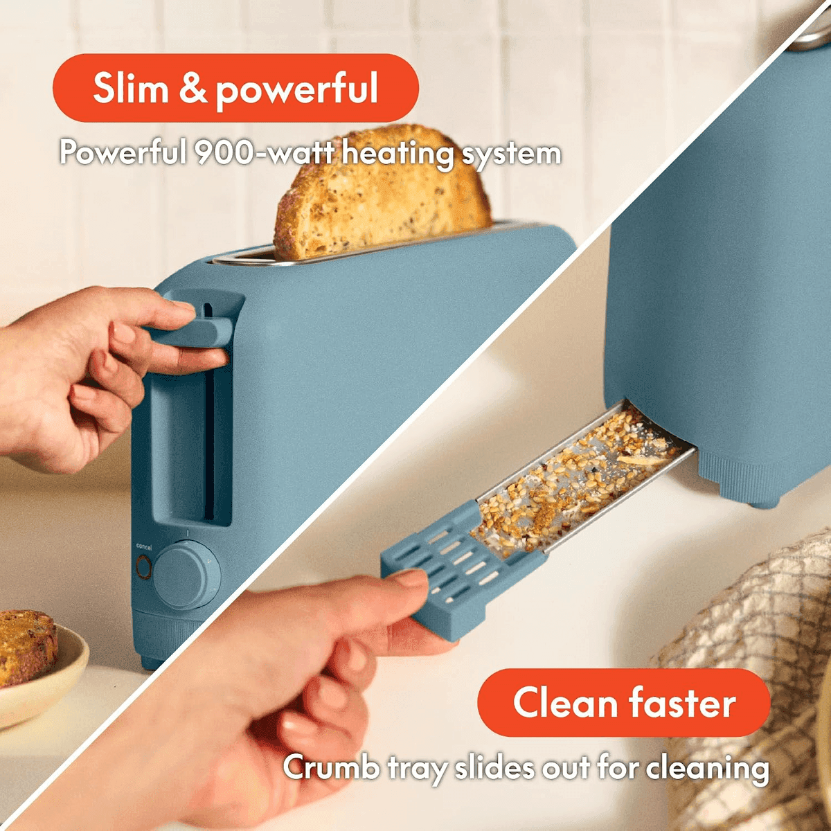 BELLA Fits-Anywhere 2-Slice Slim Toaster in Surf image 5