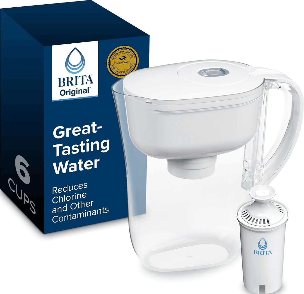 Brita Metro 6-Cup Water Filter Pitcher with Standard Filter, White