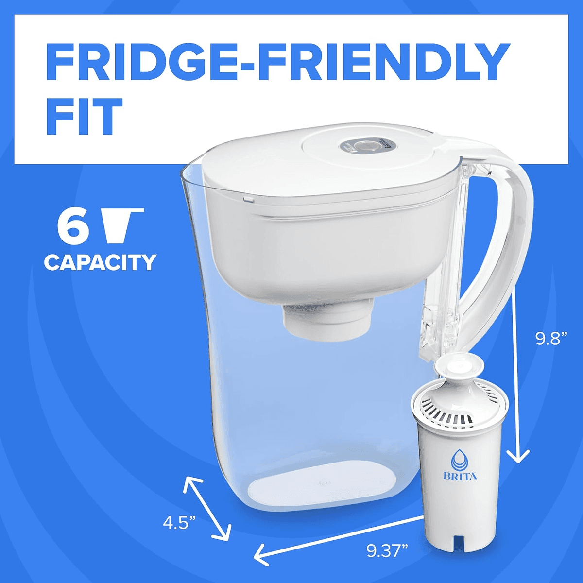 Brita Metro 6-Cup Water Filter Pitcher with Standard Filter, White image 4