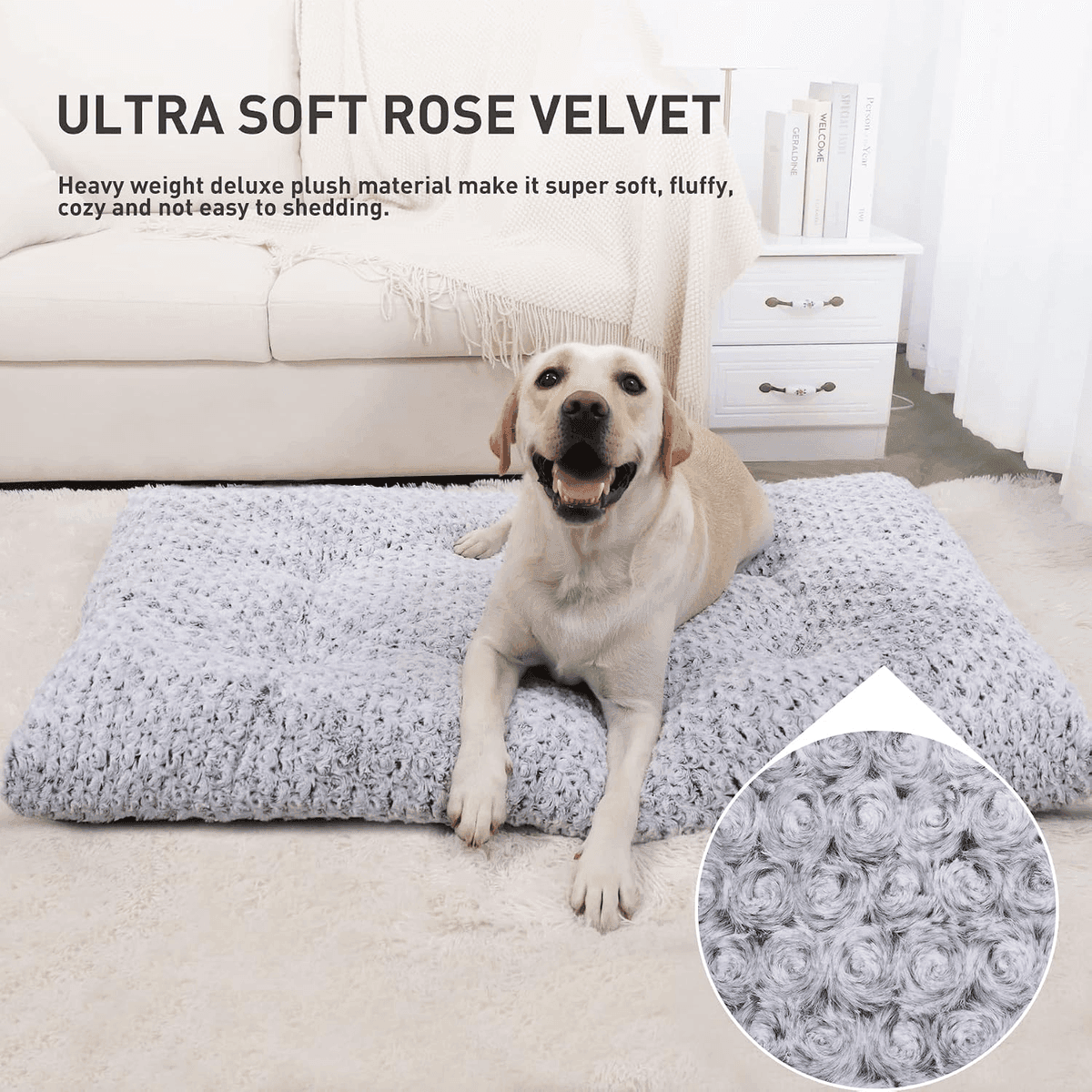 KSIIA Washable Dog Crate Bed 35x23 Inch, Grey image 2