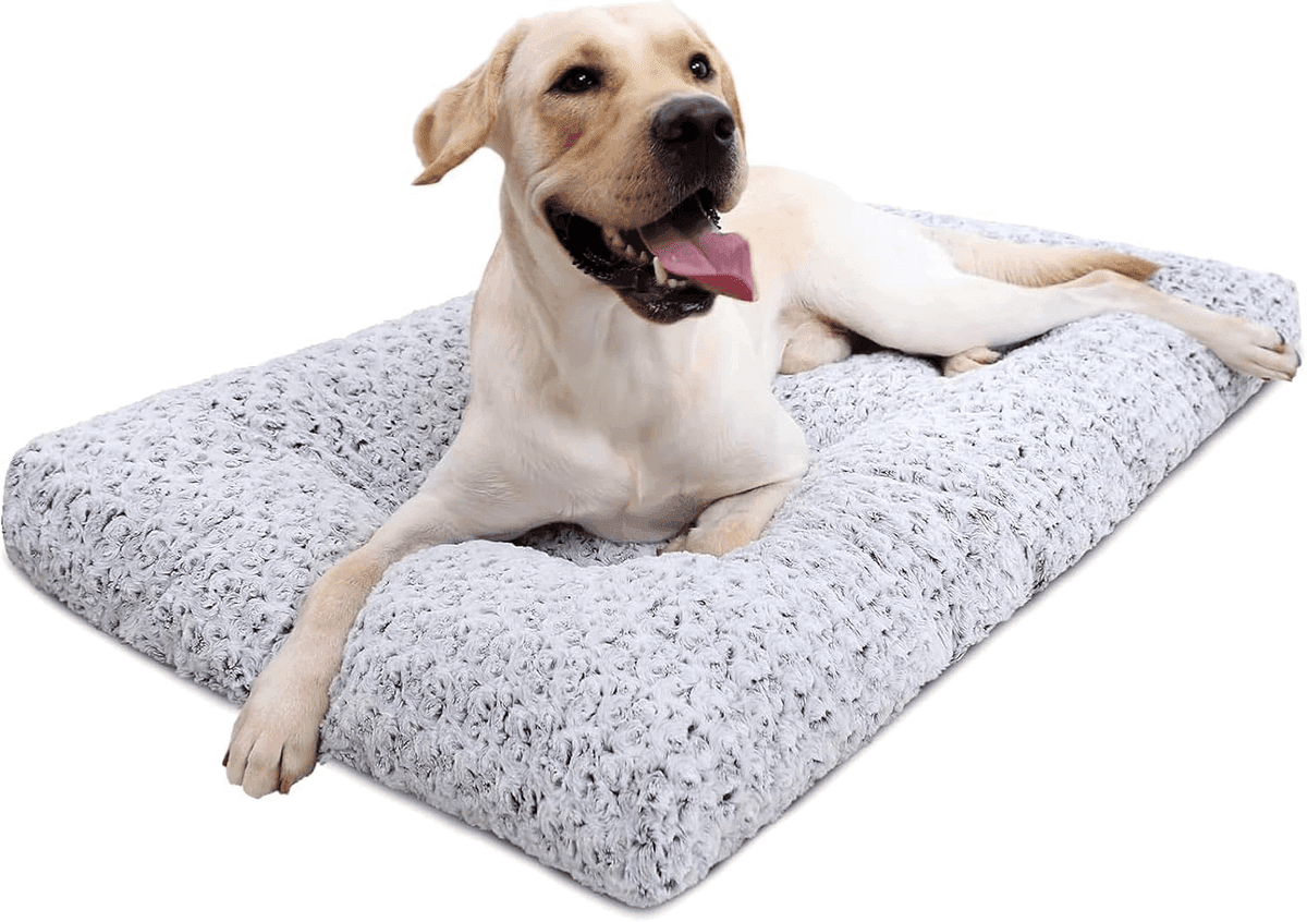 KSIIA Washable Dog Crate Bed 35x23 Inch, Grey