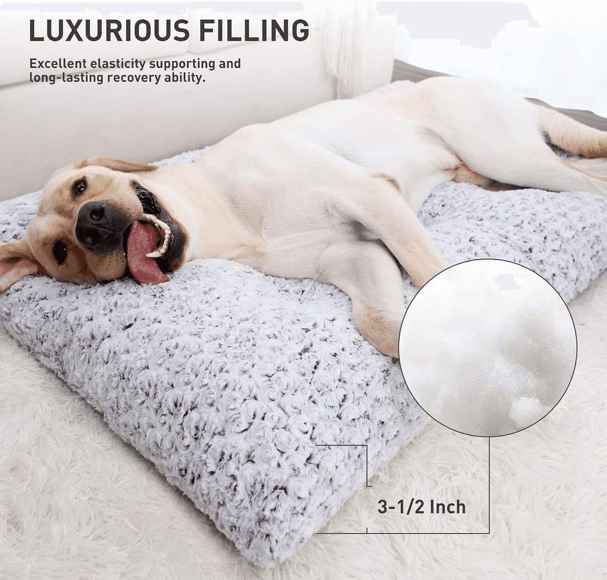 KSIIA Washable Dog Crate Bed 35x23 Inch, Grey image 3