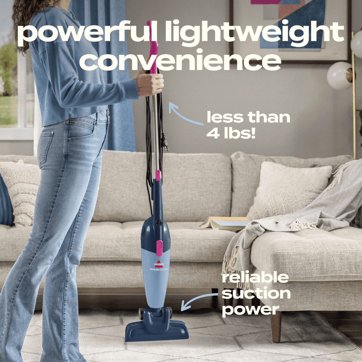 BISSELL Featherweight 2033T Stick Vacuum, Pink/Blue image 2