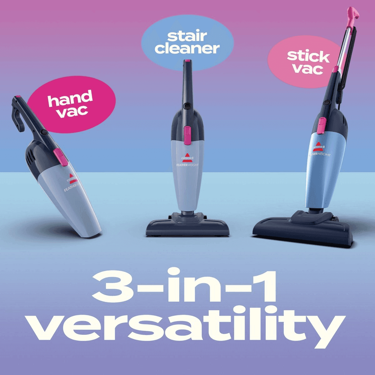 BISSELL Featherweight 2033T Stick Vacuum, Pink/Blue image 3