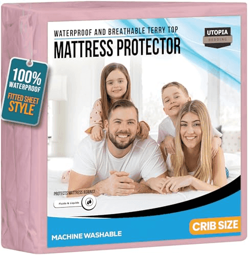 Utopia Bedding Waterproof Crib Mattress Protector, Pink image 2