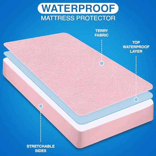Utopia Bedding Waterproof Crib Mattress Protector, Pink image 5