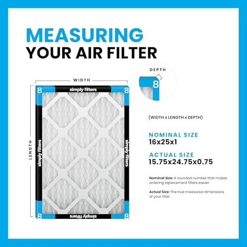 Simply 16x25x1 Air Filter, MERV 8, 6 Pack, For Home AC Furnace & HVAC (Actual Size: 15.75"x24.75"x0.75") DUST, Pet, & Allergy Control image 3