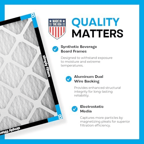 Simply 16x25x1 Air Filter, MERV 8, 6 Pack, For Home AC Furnace & HVAC (Actual Size: 15.75"x24.75"x0.75") DUST, Pet, & Allergy Control image 5